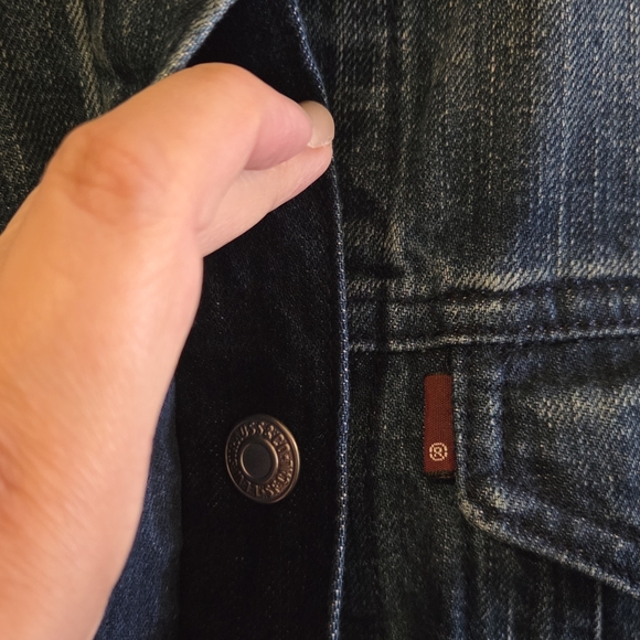 Levi's Women's Denim Jacket with Gray Knit Sleeves XS Bomber - Picture 12 of 13